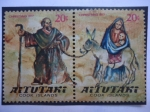 Stamps Cook Islands -  Navidad 1977 - AITUTAKI (Océano Pacifico Sur) -- San José, María y el Niño - 