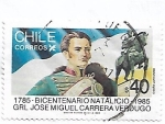 Stamps : America : Chile :  Bicentenario del Natalicio del Gral. José Miguel Carrera Verdugo