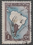 Stamps : America : Argentina :  Localización de Argentina en América del Sur 