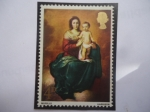 Stamps United Kingdom -  Madonna y el Niño -Oleo del español Bartolomé Esteban Murillo (1617-1682) - Navidad 1967- Serie: Pin