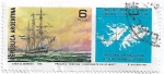 Stamps : America : Argentina :  Toma de posesión y primer izamiento del pabellón nacional en Malvinas