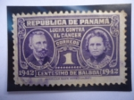Sellos del Mundo : America : Panam : Lucha contra el Cáncer-Fondo de Investigación del Cáncer - Pierre y aria Curie. 