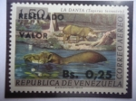 Stamps Venezuela -  La Danta (Tapirus terrestris) - Sello Sobretasa: 0,25 sobre 1,50 Bs.