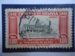 Stamps Bolivia -  IV Centenario de la Fudación de la Paz (548-1948) y V Congreso Interamericano-Palacio Legislativo.