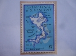 Sellos del Mundo : America : San_Vicente_y_las_Granadinas : Grenadines of St. Vincent- Mapa de las Granadinas de San Vicente - Islas Canouan (Valor:1EC$, Dólar 