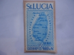 Sellos de America - Santa Luc�a -  Mapa de Santa Lucia- Statehood March St. 1967-(Estadidad, 1 de Marzo 1967) Valor: 15c.Caribe del Est