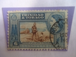 Sellos del Mundo : America : Trinidad_y_Tobago : Descubrimiento del Asfalto del Lago por releig, 1595-Queen Elizabeth II,pictoricas 1953/59. 