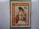Stamps Argentina -  U.N.I.C.E.F. - 25°Aniversario- Pintura del Arquitecto, Juan Carlos Castagnino (1908-1972)