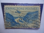 Stamps United States -  Canal, Zona-Valle de Gaillard ó Corte Culebra -Serie: Correo Aéreo-Avión sobre el Canal.