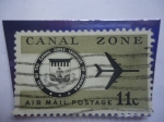 Sellos de America - Estados Unidos -  Sello del Ismo de la Zona del Canal de Panamá - Serie: Correo Aéreo. Sello de 11 Cents. de USA.