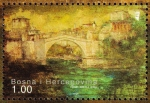 Stamps Bosnia Herzegovina -  Barrio del Puente Viejo en el centro histórico de Mostar