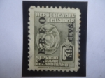 Stamps Ecuador -  Servicio Consular Ecuatoriano- Escudo - Sello con Sobretasa de 60c sobre 0,50 Ctvs.