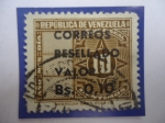 Stamps Venezuela -  Timbre Fiscal-Sellos de Ingresos Sobrecargados - Correo Resellado Valor Valor Bs 0,10 sobre Bs 10