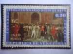 Sellos de America - Venezuela -  Sesquicentenario del 19 de Abril (1810-1960)-Revolucionarios-Destitución de Vicente Emparan,Capitán 