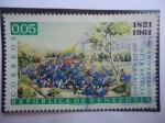 Stamps Venezuela -  140°Aniversario de la Batalla de Carabobo (1821-1961)-Guerra de Independencia, 24-Junio-1821.