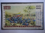 Sellos de America - Venezuela -  140°Aniversario de la Batalla de Carabobo (1821-1961)-Guerra de Independencia el 24-Junio-1821.