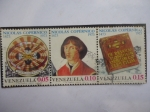 Stamps Venezuela -  (1) Sistema Cosmológico - (2) Nicolas Copérnico - (3) Libro de Copérnico. 