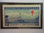 Sellos de America - Rep Dominicana -  Sanitario El Santo Socorro-Tema:Control de Tuberculosis-Cruz de Lorena (Cruz de Doble Barra)
