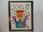 Stamps United States -  Greeting - Jack in the Box - Chistma 1993 - Saludos_ Jack en la Caja - Navidad 1993.