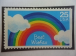 Stamps United States -  Best Wishes - Mucha Suerte - Arco Iris.