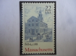 Stamps United States -  Massachusetts-Bicentenario de la Ratificación de la Constitucción, Feb 6 de 1788-1988