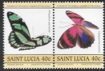 Stamps America - Saint Lucia -  mariposas