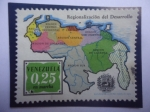 Stamps Venezuela -  Regionalización del Desarrollo - Mapa de Venezuela - Venezuela en Marcha.