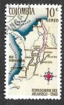Stamps : America : Colombia :  C442 - Mapa Ferroviario de Colombia