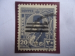 Stamps Egypt -  King Farouk de Egipto (1920-1965)-Serie: King Farouk,Retrato en oval -Sobrestampado.