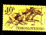 Stamps Czechoslovakia -  Carrera de  caballos