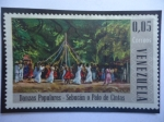 Stamps Venezuela -  Danzas Populares - Sebucán o Palo de Cinta - Serie: Danzas Folclóricas.