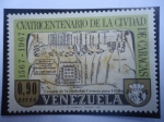 Sellos de America - Venezuela -  Cuatricentenario de la Ciudad de Caracas (1567-1967) - Diego de Losada, fundador-Mapa del 1578.