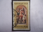 Stamps Venezuela -  Navidad 19770 - Ángel Custodio - Oleo del Venezolano, Juan Pedro López (1724-1787)-Escultor y Dorado