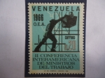 Stamps Venezuela -  II Conferencia Interamericana  de Ministros del Trabajo - 1966 O.E.A.-Trabajadores de la Construción