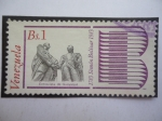 Stamps Venezuela -  Entrevista de Guayaquil - Estatua de Bolívar y San Martín-Serie: Bicentenario del Nacimiento de Bolí