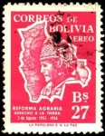 Sellos de America - Bolivia -  Primer aniversario de la reforma agraria.
