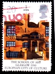 Stamps United Kingdom -  Escuela de arte Glasgow- ciudad europea de la cultura