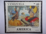Stamps Venezuela -   Upaep - Améria-Descubrimiento - Pedro Centeno y el Gran Cacique Paramaconi 