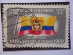 Stamps Colombia -  Independencia nacional (1810-1960 - 150°Aniversario -  Bandera Nacional.Paz y Orden.