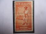 Stamps New Zealand -  The Gold Digger-Buscador de ORO - Centenario del Distrito de Westland (1860-1960)