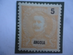 Stamps : Africa : Angola :  Carlos I de Portugal (1863-1908) - Sello resellado en 1898 con 5 reis angoleño