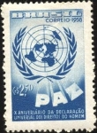 Sellos de America - Brasil -  10 aniversario de la declaración universal de los derechos del hombre.