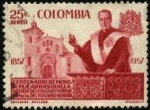 Stamps Colombia -  Centenario nacimiento de Monseñor CARRASQUILLA. Colegio Mayor nuestra Sra. del ROSARIO BOGOTÁ.
