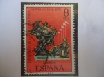 Stamps Spain -  Ed: 2212 - Centenario de la Unión Postal Universal 1874-1974 - 7° Congreso Mundial, en Madrid -Emble