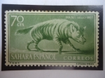 Stamps Spain -  Ed:Es-Sh 145 - Shara Español - Hiena Rayada (Hyaena hyaena) - Día del Sello 1957 - Pro Infancia.