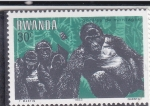 Stamps Rwanda -  Gorilas de montaña