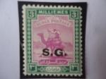 Stamps : Africa : Sudan :  Cartero en Dromedario (Camelus dromedarius)