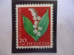 Sellos de Europa - Suiza -  Lirios de los Valles (Convallaria majales) - Serie Pro Juventud 1961 - Folo de Prado y jardín.