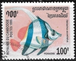 Stamps Cambodia -  Peces - Heniochus acuminatus)
