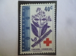 Stamps : Africa : Democratic_Republic_of_the_Congo :  República Democrática (Kinshasa)-Zaire-Serie:Cruz Roja- Linchona Ledgeriana. Sell0 de 40 céntimo Con